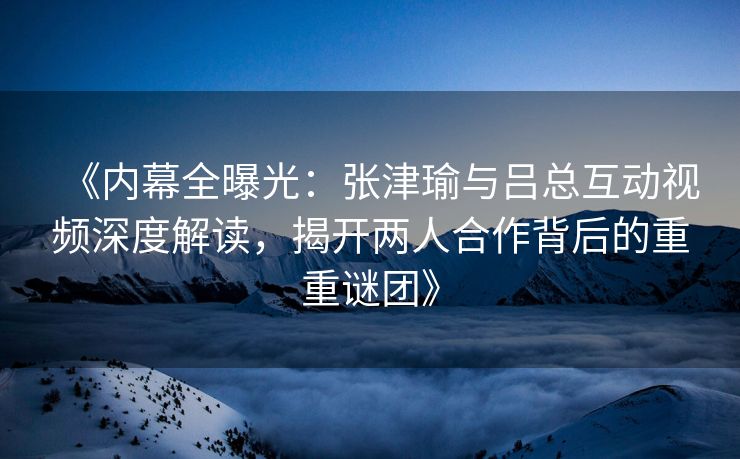 《内幕全曝光：张津瑜与吕总互动视频深度解读，揭开两人合作背后的重重谜团》